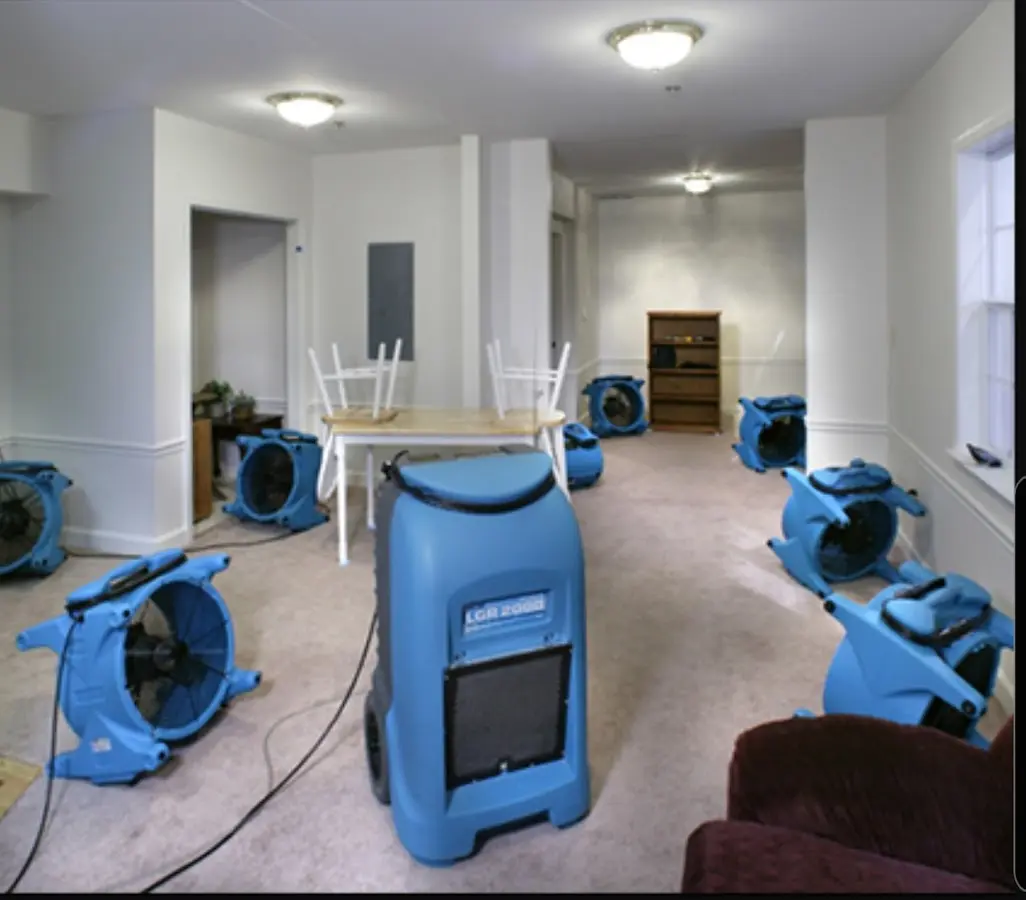 Air movers and dehumidifier setup for Water Extraction & Removal in Lemon Hill